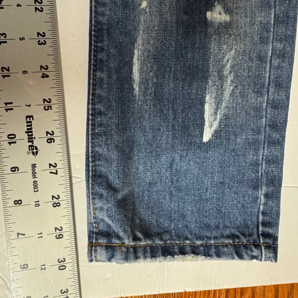 Mens Fashion Jeans Distressed Patches Air Force Panther‎ Eagle Blue Size 34